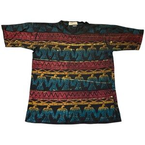 Vintage LA Destination Southwestern Tribal Pattern Multicolor Shirt - Large